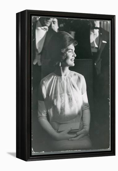 First Lady Jacqueline Kennedy Sitting Regally in Presidential During JFK's Inaugural Ball-Paul Schutzer-Framed Premier Image Canvas