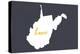 West Virginia - Home State - White on Gray-Lantern Press-Stretched Canvas