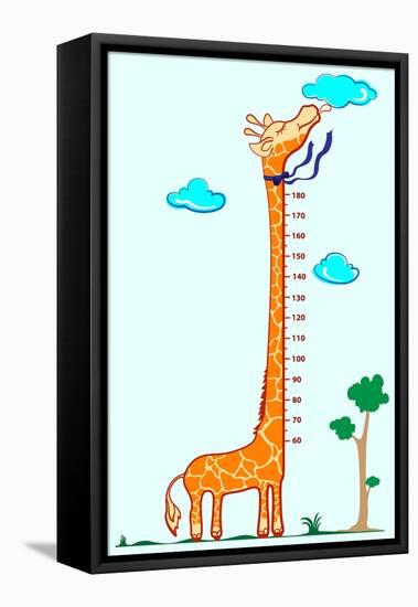 Kids Height Scale in Giraffe Vector Illustration-Roberto Chicano-Framed Stretched Canvas