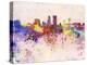 Jacksonville Skyline in Watercolor Background-paulrommer-Stretched Canvas