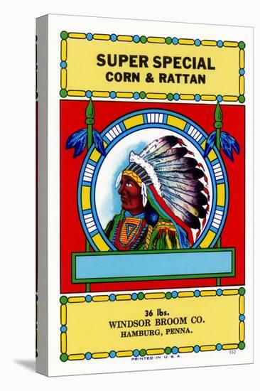 Super Special Corn and Rattan Broom Label-null-Stretched Canvas