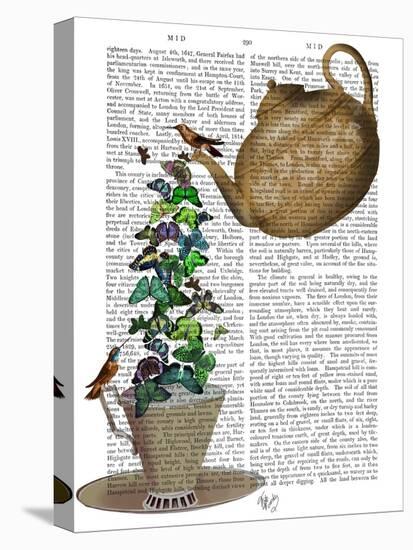 Teapot, Cup and Butterflies-Fab Funky-Stretched Canvas