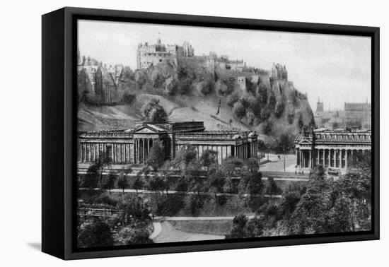 Edinburgh Castle and National Gallery, Edinburgh, Early 20th Century-null-Framed Premier Image Canvas