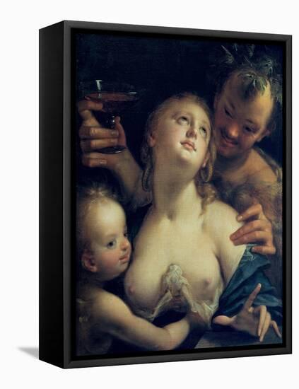 Bacchus, Venus and Cupid-Johann or Hans von Aachen-Framed Premier Image Canvas