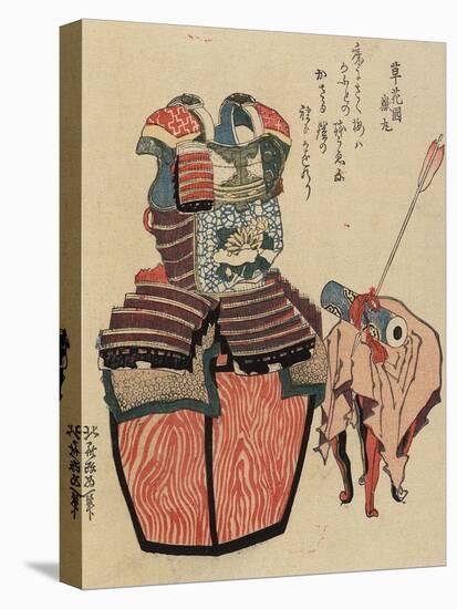 Warrior's Armour and Arrow Through Scroll, 1820-1834-Katsushika Hokusai-Premier Image Canvas