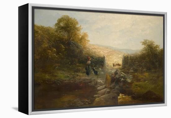 Shepherdess with Sheep-William Linnell-Framed Premier Image Canvas