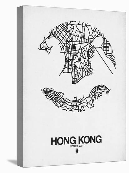 Hong Kong Street Map White-null-Stretched Canvas