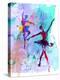 Two Dancing Ballerinas Watercolor 2-Irina March-Stretched Canvas