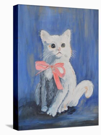 White Cat with Pink Bow-mcpuckette-Premier Image Canvas
