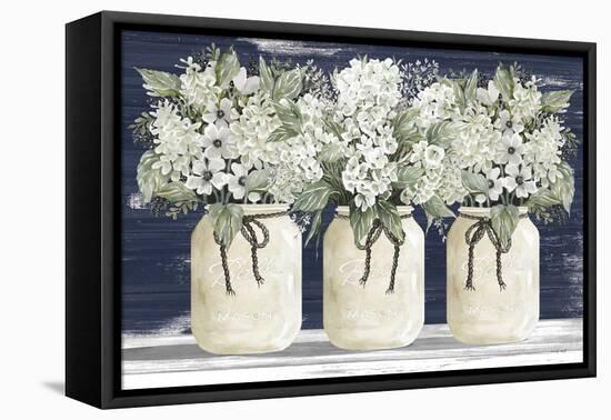 White Floral Trio-CIndy Jacobs-Framed Stretched Canvas