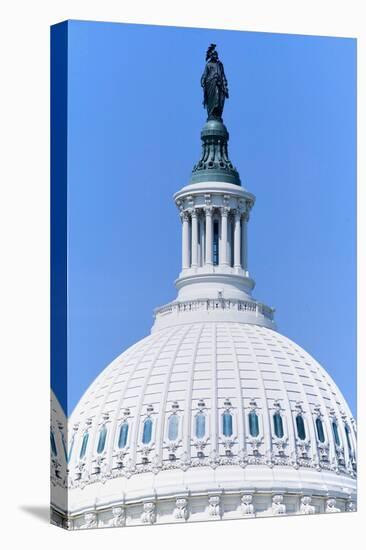 "U.S. Capitol Dome and ""Statue of Freedom"" with Indian Headdress overlooks Washington D.C."-null-Premier Image Canvas