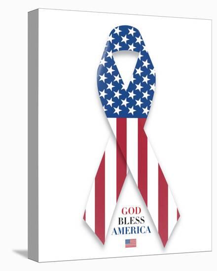 U.S. Flag and Ribbon-null-Stretched Canvas