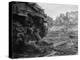 U.S. Infantrymen Sheltering Behind a M-4 Sherman Tank During Heavy German Shelling-null-Stretched Canvas