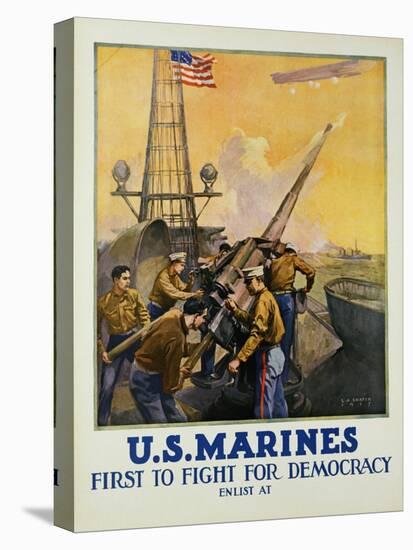 U.S. Marines - First to Fight for Democracy Recruiting Poster-L.a. Shafer-Premier Image Canvas