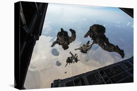 U.S. Pararescuemen and U.S. Marines Jump from a Hc-130 over Djibouti-Stocktrek Images-Premier Image Canvas