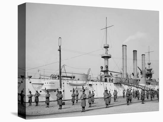 U.S.S. Brooklyn, Marine Guard Signal Drill-null-Stretched Canvas