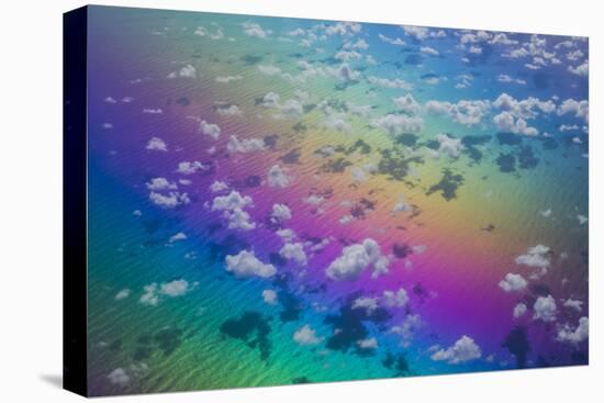 U.S. Virgin Islands, St. Thomas. Aerial view of clouds and rainbow over the Caribbean Sea-Walter Bibikow-Premier Image Canvas