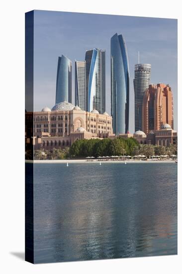 UAE, Abu Dhabi. Downtown waterfront skyscrapers.-Walter Bibikow-Premier Image Canvas