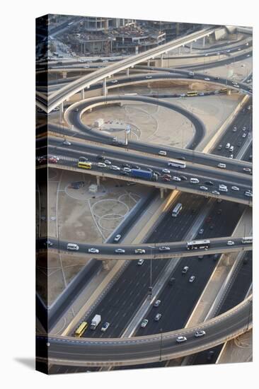 UAE, Downtown Dubai. Sheik Zayed Road interchange, elevated view-Walter Bibikow-Premier Image Canvas