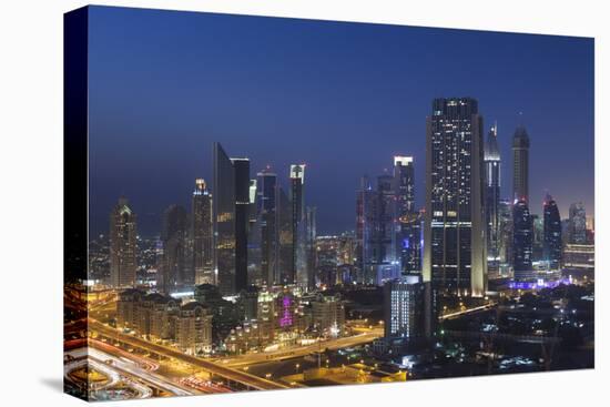 UAE, Downtown Dubai. Skyscrapers on Sheikh Zayed Road from downtown-Walter Bibikow-Premier Image Canvas