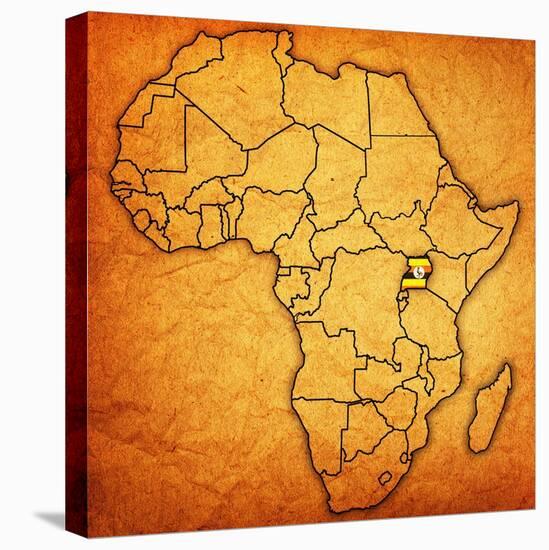 Uganda on Actual Map of Africa-michal812-Stretched Canvas