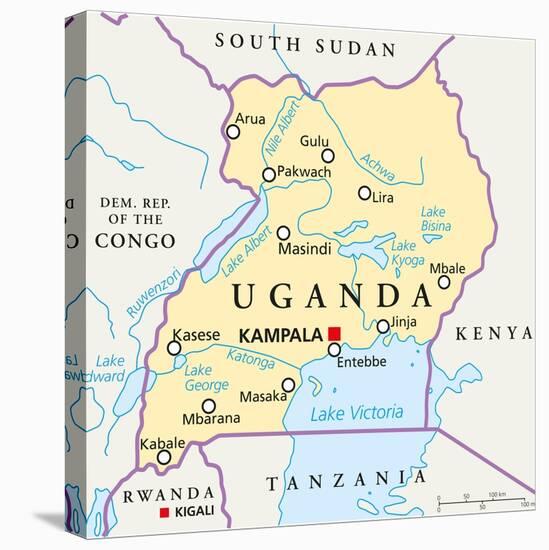 Uganda Political Map-Peter Hermes Furian-Stretched Canvas