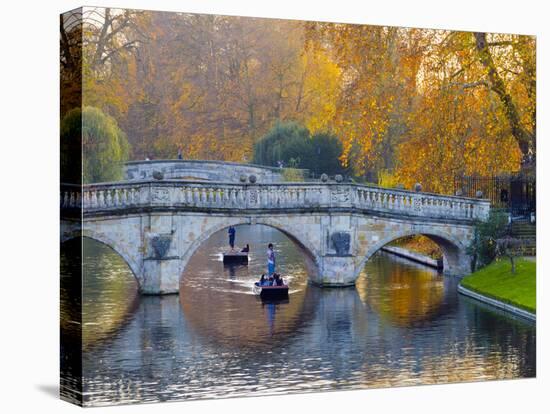 UK, England, Cambridge, the Backs, Clare and King's College Bridges over River Cam in Autumn-Alan Copson-Premier Image Canvas