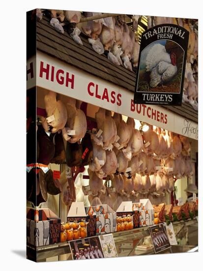 UK, Oxford, A Well-Stocked, 'High Class' Butcher Selling Christmas Turkeys in Oxford's Covered Mark-Niels Van Gijn-Premier Image Canvas