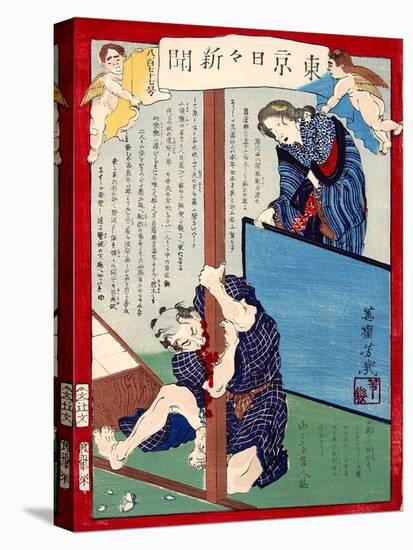 Ukiyo-E Newspaper: a Wife Had an Affaire with a Young Boy and Murdered Her Husband-Yoshiiku Ochiai-Premier Image Canvas