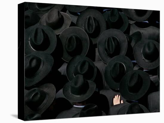 Ultra Orthodox Jewish Men Look on as They Watch the Burial of Prominent Jewish Rabbi Shlomo Wolbe-null-Premier Image Canvas