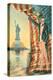 Uncle Sam Viewing Statue of Liberty-null-Stretched Canvas