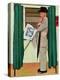 "Undecided"  November 4, 1944.  Man in voting booth w/newspaper.-Norman Rockwell-Premier Image Canvas