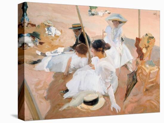 Under the awning, on the Beach at Zarautz. 1905-Joaquin Sorolla-Premier Image Canvas