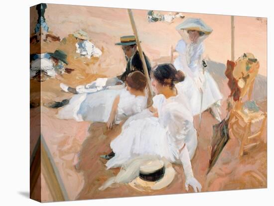 Under the Awning, on the Beach at Zarautz-Joaquín Sorolla y Bastida-Premier Image Canvas