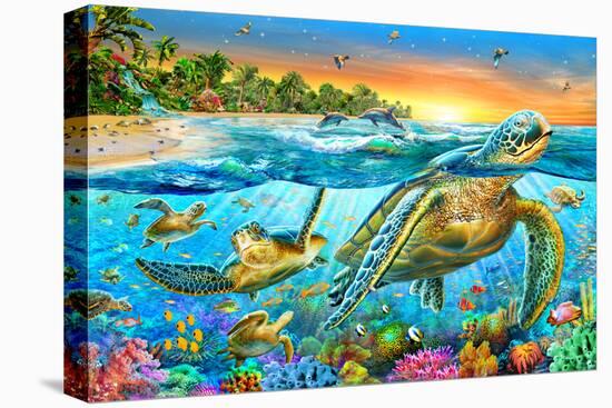 Underwater Turtles-Adrian Chesterman-Stretched Canvas