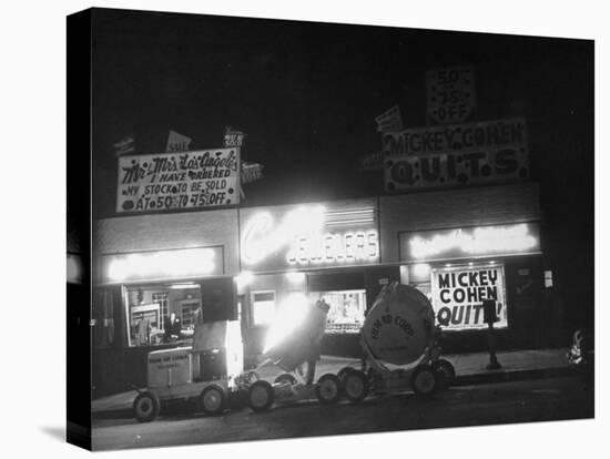 Underworld Character Mickey Cohen's Haberdashery at Night-Peter Stackpole-Premier Image Canvas