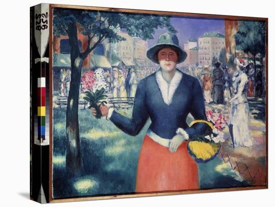 Une Bouquetiere (A Flower Girl). Scene D'ete, La Foule Se Promene Dans Un Parc Public Au Milieu De-Kazimir Severinovich Malevich-Premier Image Canvas