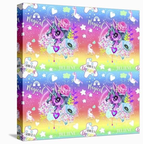 Unicorn Rainbow Ombre Pattern-Sheena Pike Art And Illustration-Premier Image Canvas