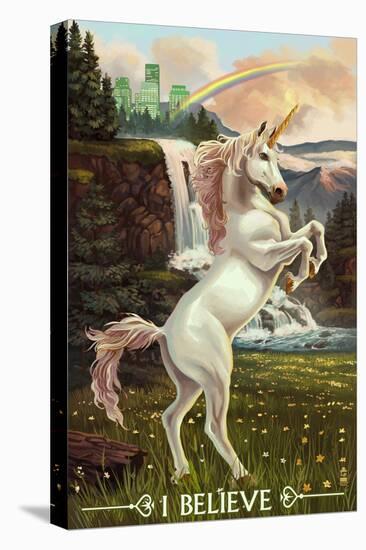 Unicorn Scene-Lantern Press-Stretched Canvas