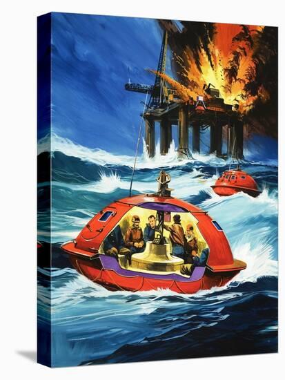 Unidentified Liferaft Escaping Explosion on Oil Rig-Wilf Hardy-Premier Image Canvas