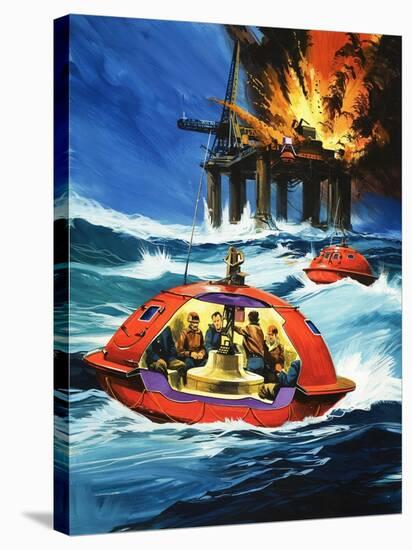 Unidentified Liferaft Escaping Explosion on Oil Rig-Wilf Hardy-Premier Image Canvas