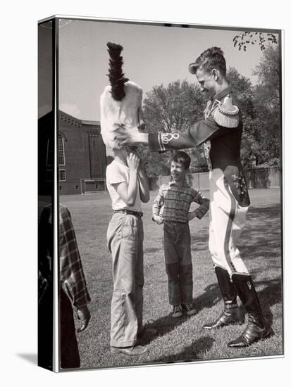 Uniformed Drum Major for the University of Michigan Marching Band on a March Across the Campus Lawn-Alfred Eisenstaedt-Premier Image Canvas