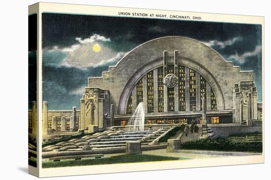 Union Station at Night, Cincinnati, Ohio-null-Stretched Canvas