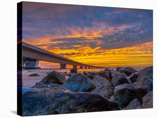 Unique Angle of the Garcon Point Bridge Spanning over Pensacola Bay Shot during a Gorgeous Sunset F-David Schulz Photography-Premier Image Canvas