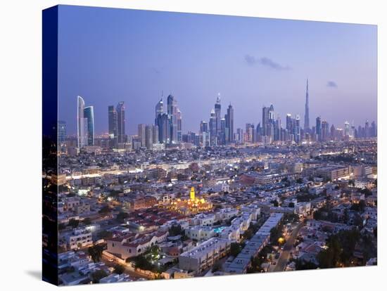 United Arab Emirates, Dubai, Skyline of Modern Skyscrapers Including the Burj Khalifa on Sheikh Zay-Gavin Hellier-Premier Image Canvas