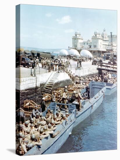 United States Army Troops Boarding a Landing Craft Infantry-null-Premier Image Canvas