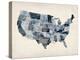United States Watercolor Map-Michael Tompsett-Stretched Canvas