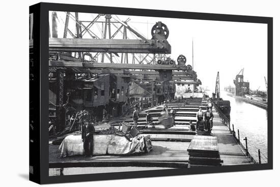 Unloading Ore, Ohio-William Henry Jackson-Stretched Canvas