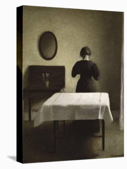 Untitled (Woman with Her Back Turned in a Dark Domestic Interior)-Vilhelm Hammershoi-Premier Image Canvas