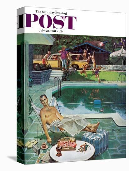 "Unwelcome Pool Guests," Saturday Evening Post Cover, July 22, 1961-Thornton Utz-Premier Image Canvas